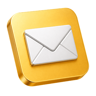 Icon decorativ 3D cu plic de e-mail afișat pe pagina de contact